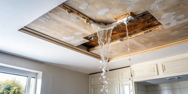 Water leaking through damaged ceiling in residential home requiring emergency water damage restoration and ceiling repair by Paul Davis Restoration of Southwest Montana